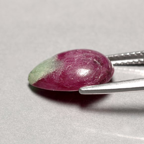 Rubí zoisita multicolor natural de 4,62 ct, en forma de pera, opaco