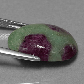 Rubí zoisita multicolor natural de 8,65 ct, corte óvalo, opaco