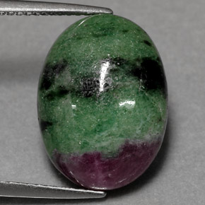 Rubí zoisita multicolor natural de 10,08 ct, corte óvalo, opaco