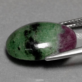 Rubí zoisita multicolor natural de 10,08 ct, corte óvalo, opaco
