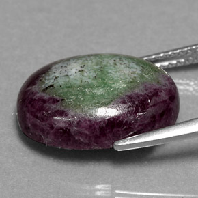 Rubí zoisita multicolor natural de 11,00 ct, corte óvalo, opaco