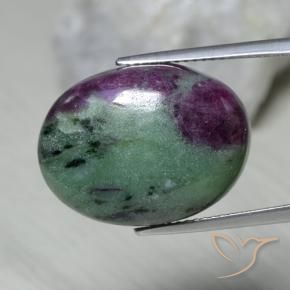 Rubí-Zoisita Multicolor natural de 22.07 ct, Ovalada, Opaco