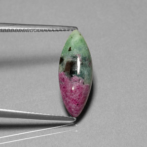 Rubí zoisita multicolor natural de 5,06 ct, marquesa, opaco