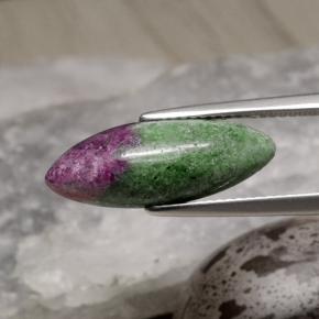 Rubí zoisita multicolor natural de 6,42 ct, marquesa, opaco
