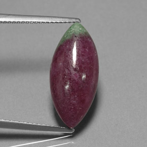 Rubí zoisita multicolor natural de 9,44 ct, marquesa, opaco