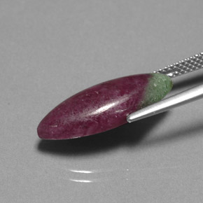 Rubí zoisita multicolor natural de 9,44 ct, marquesa, opaco
