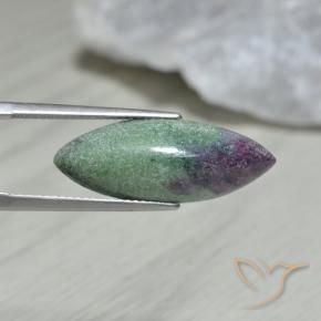 Rubí-Zoisita Multicolor natural de 9.37 ct, Marquesa, Opaco