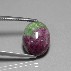 Rubí zoisita multicolor natural de 16,74 ct, corte óvalo, opaco
