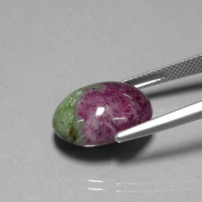 Rubí zoisita multicolor natural de 16,74 ct, corte óvalo, opaco
