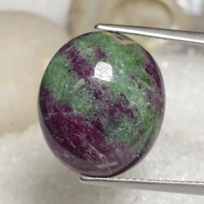 Rubí zoisita multicolor natural de 18,97 ct, corte óvalo, opaco