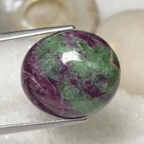 Rubí zoisita multicolor natural de 18,97 ct, corte óvalo, opaco