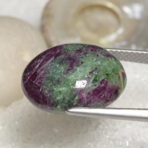 Rubí zoisita multicolor natural de 18,97 ct, corte óvalo, opaco