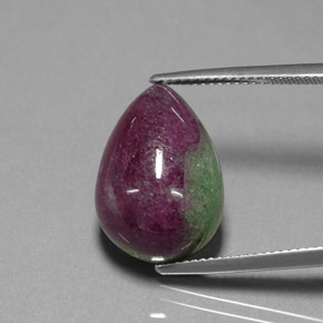 Rubí zoisita multicolor natural de 18,64 ct, en forma de pera, opaco