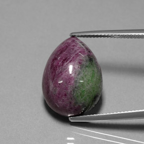 Rubí zoisita multicolor natural de 25,42 ct, en forma de pera, opaco