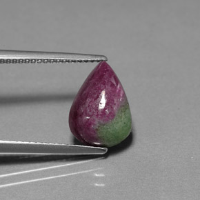 Rubí zoisita multicolor natural de 5,18 ct, en forma de pera, opaco