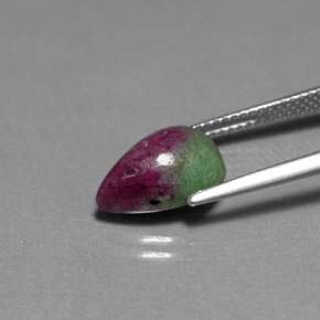 Rubí zoisita multicolor natural de 5,18 ct, en forma de pera, opaco