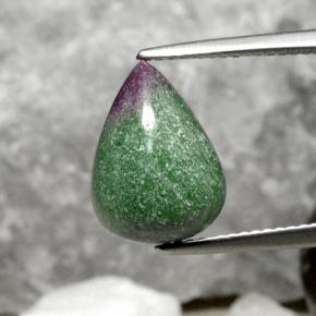 Rubí zoisita multicolor natural de 5,62 ct, en forma de pera, opaco