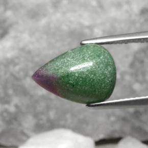 Rubí zoisita multicolor natural de 5,62 ct, en forma de pera, opaco