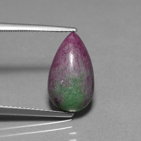 Rubí zoisita multicolor natural de 6,11 ct, en forma de pera, opaco
