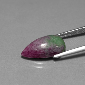 Rubí zoisita multicolor natural de 6,11 ct, en forma de pera, opaco