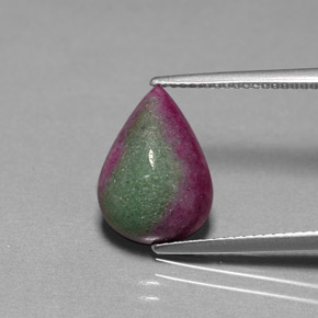 Rubí zoisita multicolor natural de 6,24 ct, en forma de pera, opaco