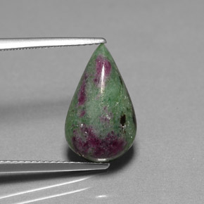Rubí zoisita multicolor natural de 6,78 ct, en forma de pera, opaco