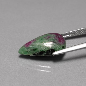 Rubí zoisita multicolor natural de 6,78 ct, en forma de pera, opaco
