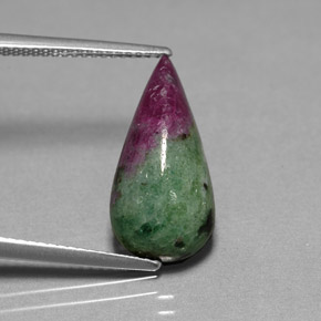 Rubí zoisita multicolor natural de 6,99 ct, en forma de pera, opaco