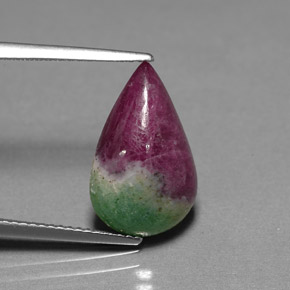 Rubí zoisita multicolor natural de 7,01 ct, en forma de pera, opaco