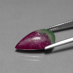 Rubí zoisita multicolor natural de 7,01 ct, en forma de pera, opaco
