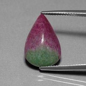 Rubí zoisita multicolor natural de 9,30 ct, en forma de pera, opaco