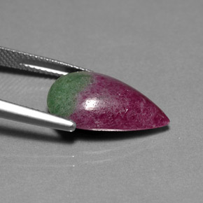 Rubí zoisita multicolor natural de 9,30 ct, en forma de pera, opaco
