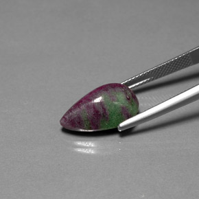 Rubí zoisita multicolor natural de 11,05 ct, en forma de pera, opaco