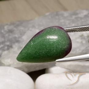 Rubí-Zoisita Multicolor natural de 19.64 ct, En forma de pera, Opaco
