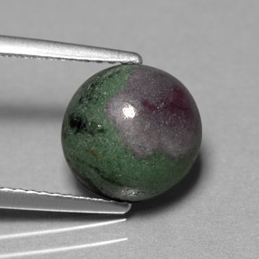 Rubí zoisita multicolor natural de 5,46 ct, corte redondo, opaco