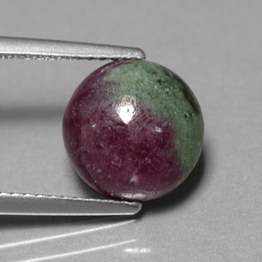 Rubí zoisita multicolor natural de 4,96 ct, corte redondo, opaco