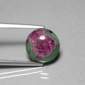 Rubí zoisita multicolor natural de 4,96 ct, corte redondo, opaco