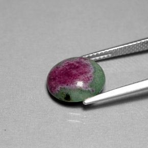 Rubí zoisita multicolor natural de 4,96 ct, corte redondo, opaco