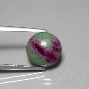 Rubí zoisita multicolor natural de 5,38 ct, corte redondo, opaco