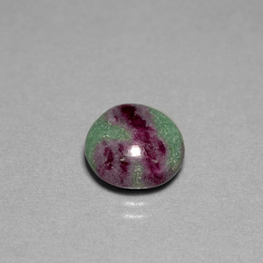 Rubí zoisita multicolor natural de 5,38 ct, corte redondo, opaco