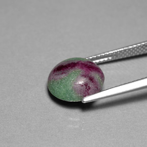 Rubí zoisita multicolor natural de 5,38 ct, corte redondo, opaco