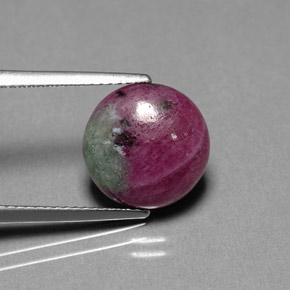 Rubí zoisita multicolor natural de 6,09 ct, corte redondo, opaco