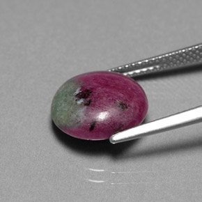 Rubí zoisita multicolor natural de 6,09 ct, corte redondo, opaco