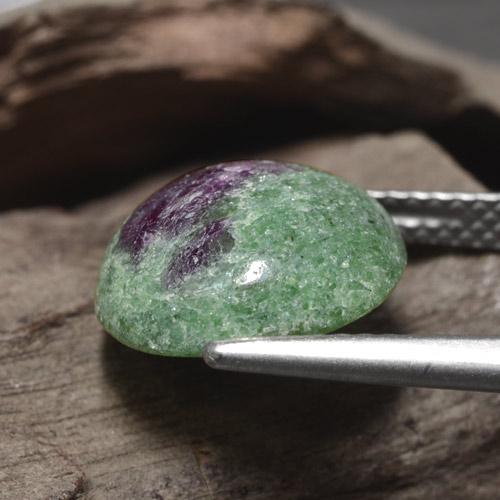 Rubí zoisita verde natural de 5,97 ct, corte redondo, opaco