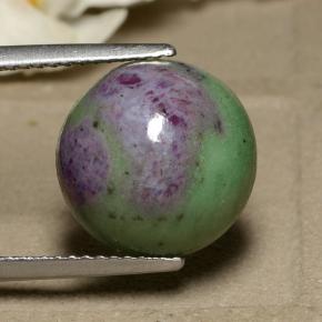 Rubí zoisita multicolor natural de 9,34 ct, corte redondo, opaco