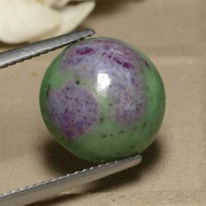 Rubí zoisita multicolor natural de 9,34 ct, corte redondo, opaco