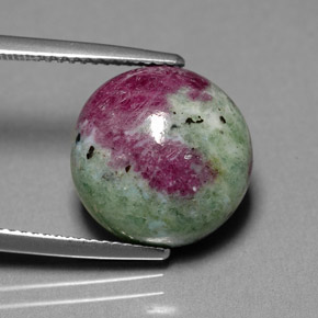 Rubí zoisita multicolor natural de 13,36 ct, corte redondo, opaco