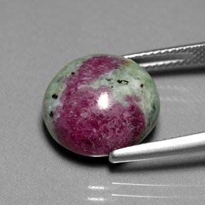 Rubí zoisita multicolor natural de 13,36 ct, corte redondo, opaco