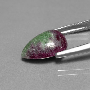 Rubí zoisita multicolor natural de 5,94 ct, en forma de pera, opaco