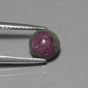 Rubí zoisita multicolor natural de 1,33 ct, corte redondo, opaco